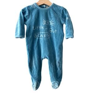 Du Pareil Au Meme - Little But Scary Spider Velour Footie Romper - Blue - 6M